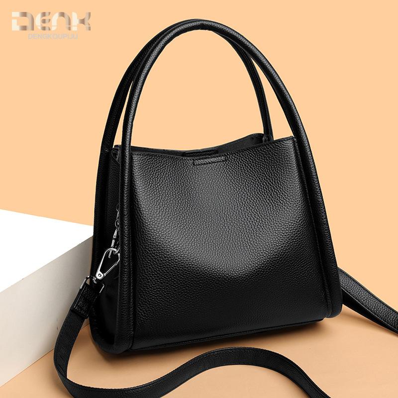 Genuine Leather Women's Bag Fashionable Large-capacity Bucket Bag Vegetable Basket Single-shoulder Crossbody Bag