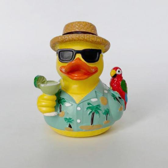 Yousheng Summer Beach Duck Figurine, Vacation Duck with Sunglasses, Weather-Resistant Compact Resin Ornament for Indoor Outdoor Garden Party