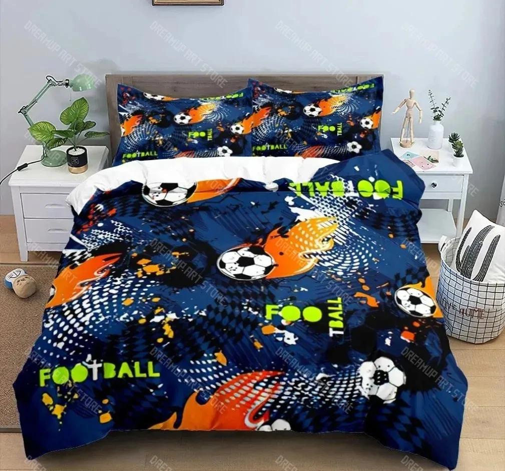 Comforter Bed Linen Room Decor for Boys Gift Twin Queen King Size Cool Football Soccer 3D Bedding Set Duvet Cover Pillowcases