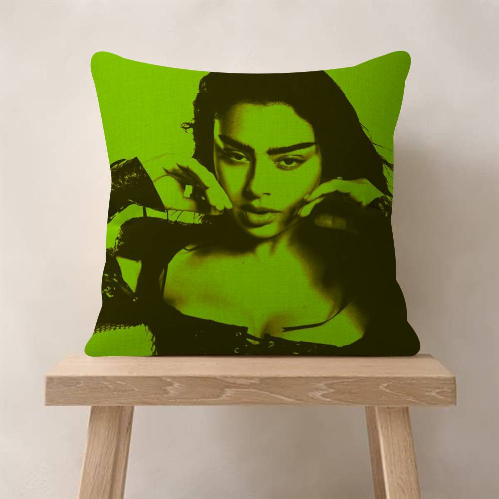 Singer CCharli XCX BRAT  Pillow Covers Cartoon Sofa Decorative Home Doublesided Printing Short Plush Cute Cushion Cover