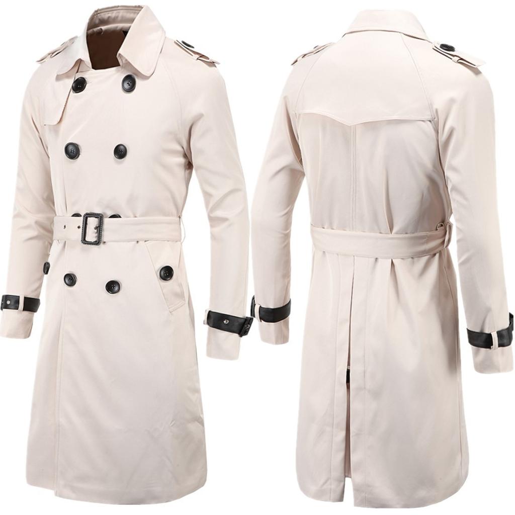 New Men's Autumn Clothing Boutique European and American Long Slim-fitting Double-breasted Trench Coat Men's Coat