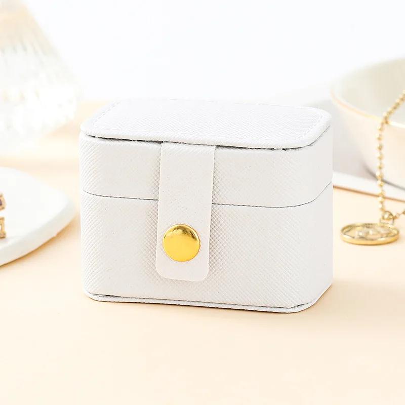 Mini Ring Box Portable Small Jewelry Organizer Display Travel Simple Mini Gift Case Boxes Leather Earring Necklace Holder