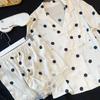 Women'S Pajamas Summer Cold Silk Cool Short-Sleeved Shorts High-End Sweet Lace Polka Dot Set Loungewear