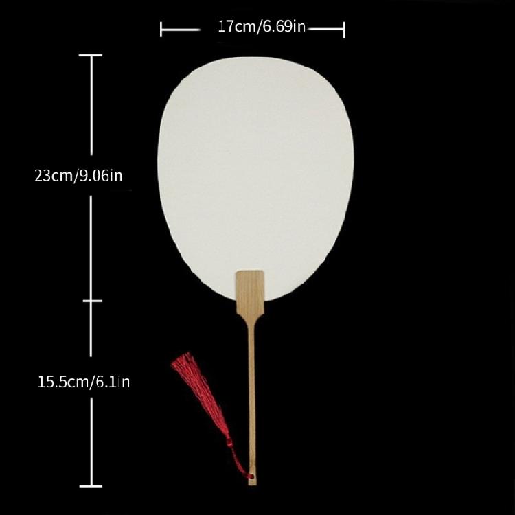 Chinese Rice Paper Fan White Round Fan with Tassels DIYs Blank Fan Decors