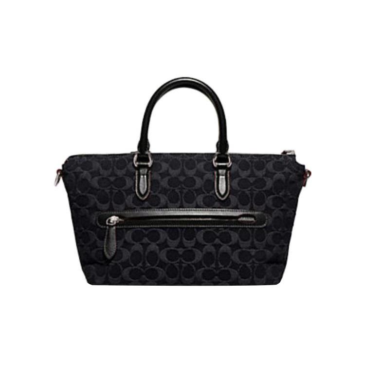 New COACH Cara Denim With Calfskin Shoulder Bag, Crossbody Bag, Handbag Large Size Women's Black CE743-LHDRJ