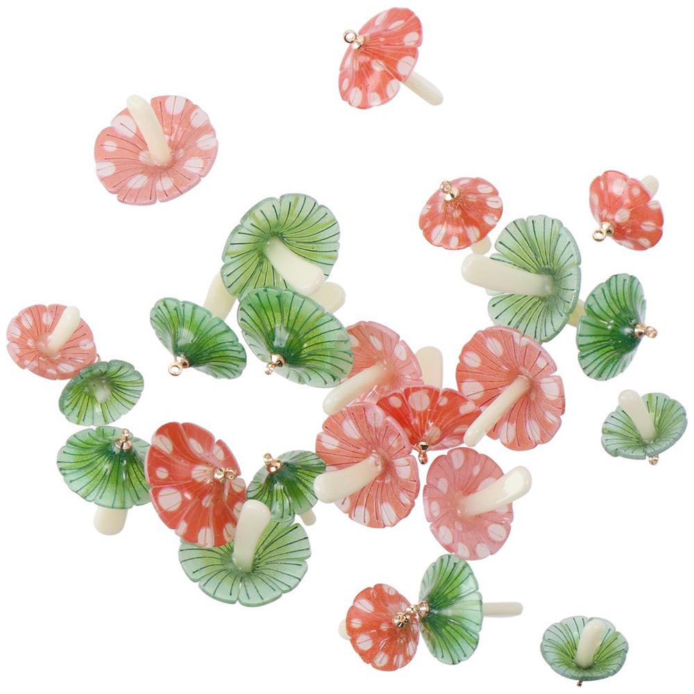 24Pcs 3D Mushrooms Charm Mushrooms Charm Cute Resin Cute Plastic Jewelry Making Dangle