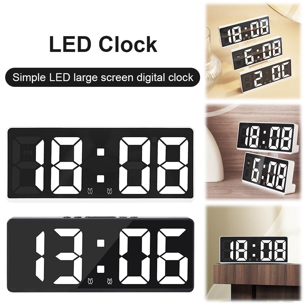 Electronic Desktop Clock Adjustable Brightness LED Digital Clock Temperature Display Electric Bedside Desk Clock for Indoor Dorm