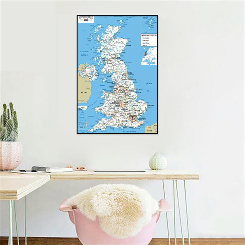 Hartă engleză - Regatul Unit - Hartă rutieră pictură artă de perete poster living decor casă școală rechizite de călătorie