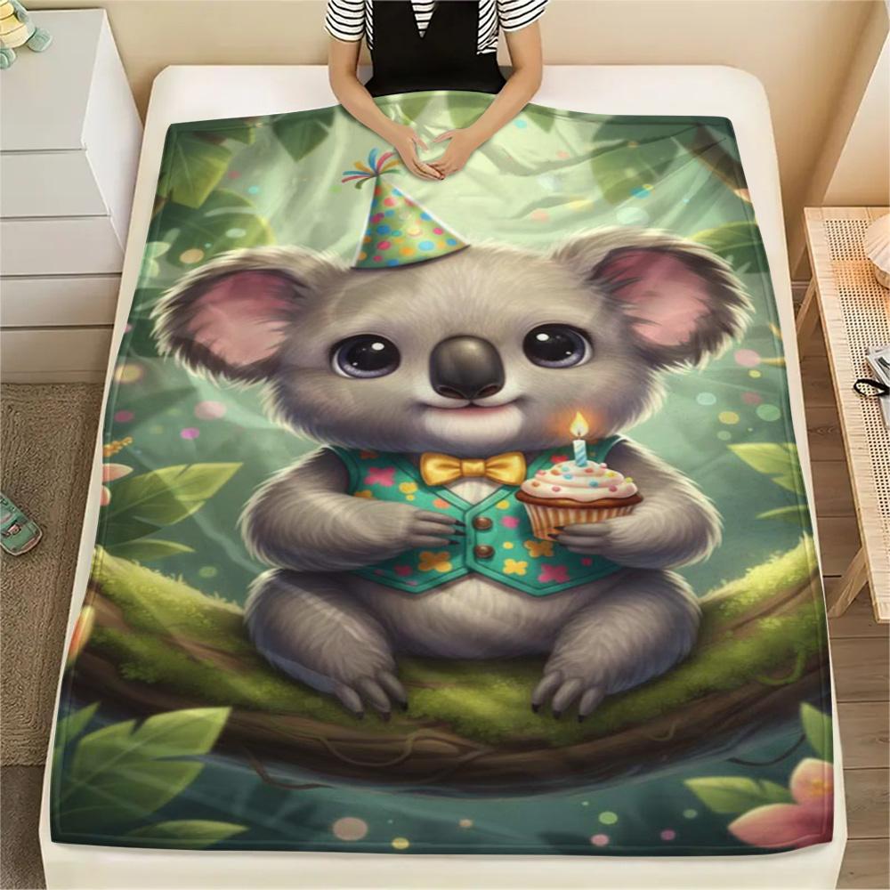 1PC Retro-style animals Print FlAannel Blanket, High quality Comfortable for All Seasons, Home Decor, Warmth and Comfort