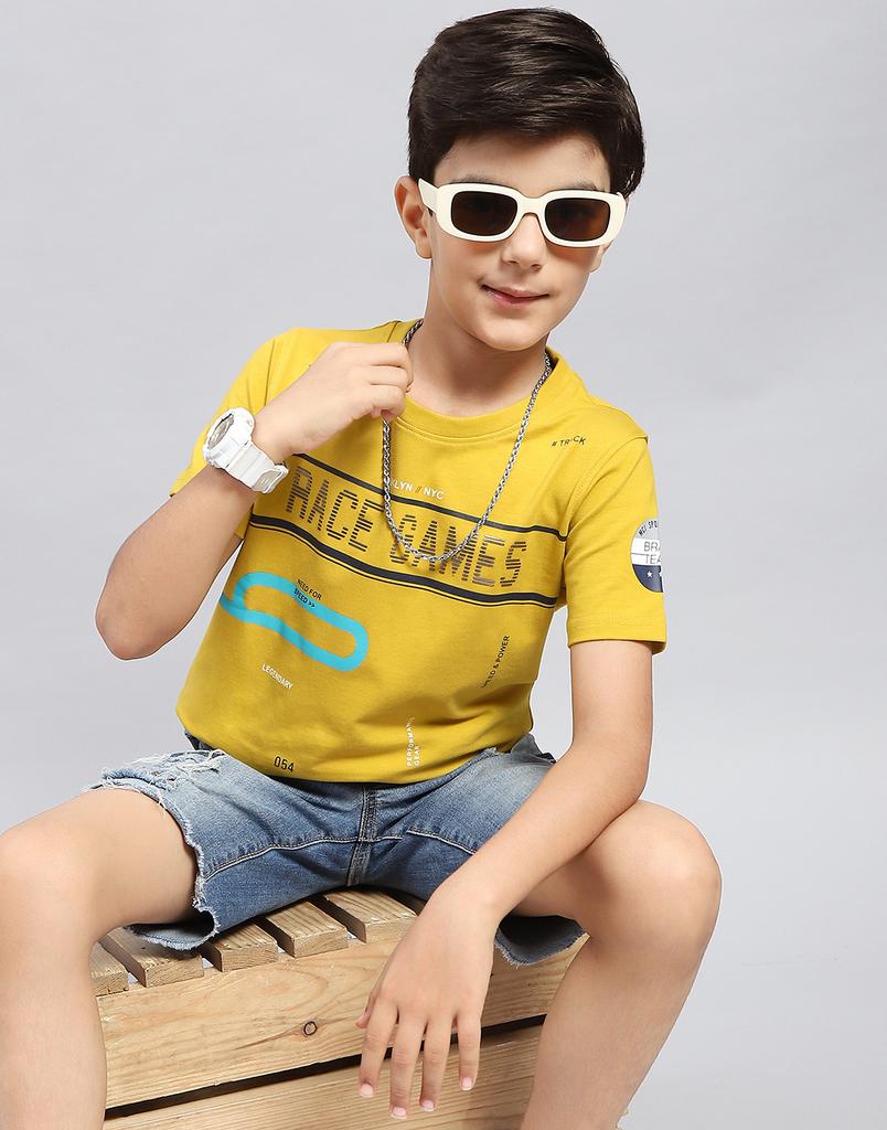 Monte Carlo Boys Yellow Printed Round Neck T-Shirt