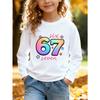 Kids Unisex Crewneck Sweatshirt, Rainbow Gradient Bubble 67 Six Seven Star Dot Print Long Sleeve Pullover, Soft Sweatshirts for Boys Girls Ages 4+