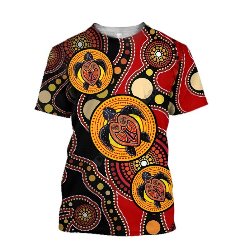 Australian Aboriginal Characteristic Style Animal 3D Print Men's And Women's Summer Personality Round Neck Short Sleeve T-shirt