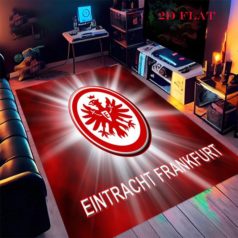 Eintracht Frankfurt Logo Teppich für Wohnzimmer Schlafzimmer Zuhause Sofadekoration, Kinderspiel rutschfeste Bodenmatte