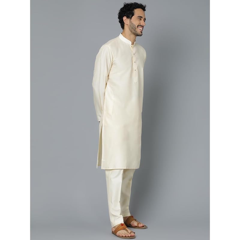 VASTRAMAY Mens Viscose Kurta Pyjama Set I Solid Plain Weave Design I Supreme Solids Indated Traditions Festive Kurta and