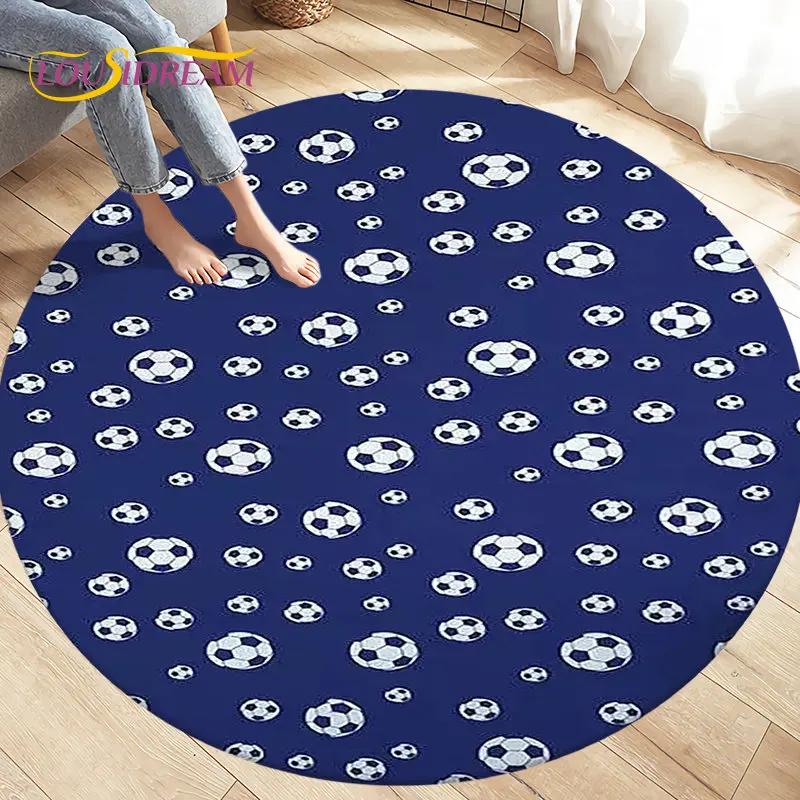 3D Cartoon Soccer Football Circle Area Rug Large,Round Carpet Rug for Living Room Bedroom Sofa Decoration,Kids Play Floor Mat