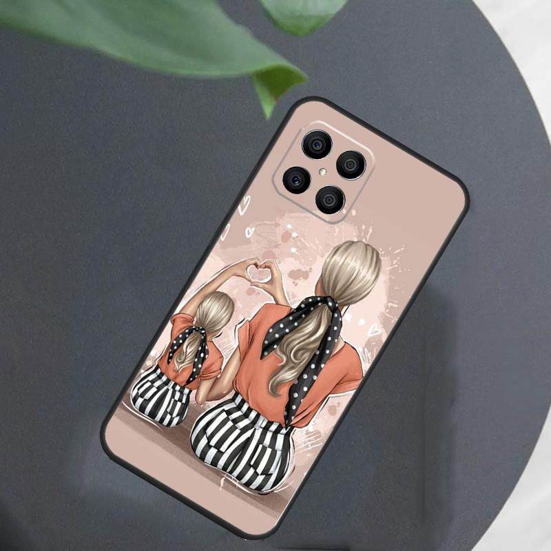 Black Brown Hair Baby Mom Girl Son For Honor Magic 7 Lite 6 5 8 Pro Case For Honor 200 400 70 90 X8c X8b X9a X9b X9c X9d Win RT