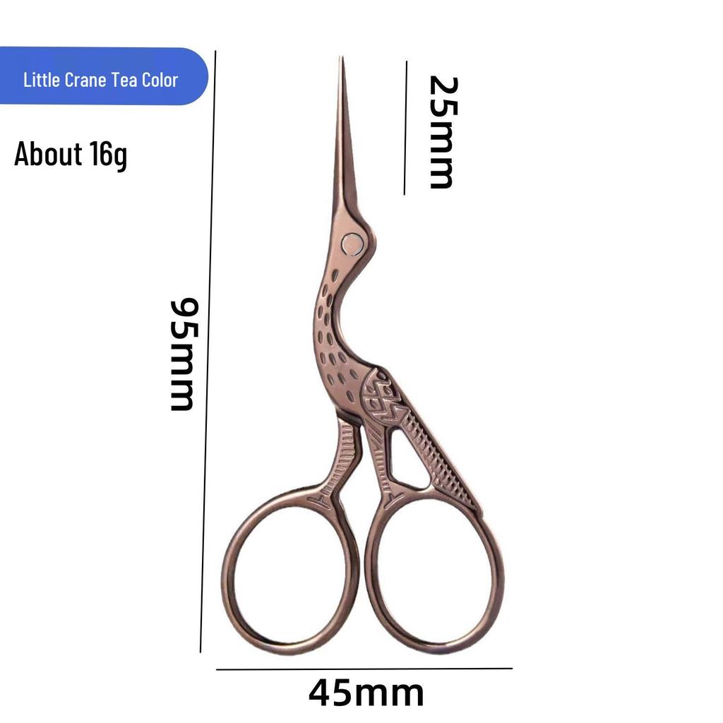 Creative Gold Crane Retro Titanium Thread Scissors for Cross Stitch and Tea Art