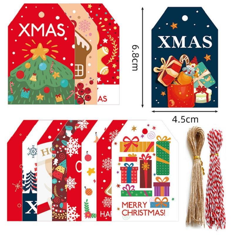 48PCS Merry Christmas Paper Tags 2025 Xmas Tree Hanging Label Navidad 2025 New Year Home Xmas Party Gifts Cards Set Decorations
