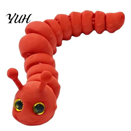 Stress Relief Caterpillar Toy 3D Printed Fidget Toy, Movable Joints Relaxing Tools Figurine, Articulated for Desktop Decoration Bendable