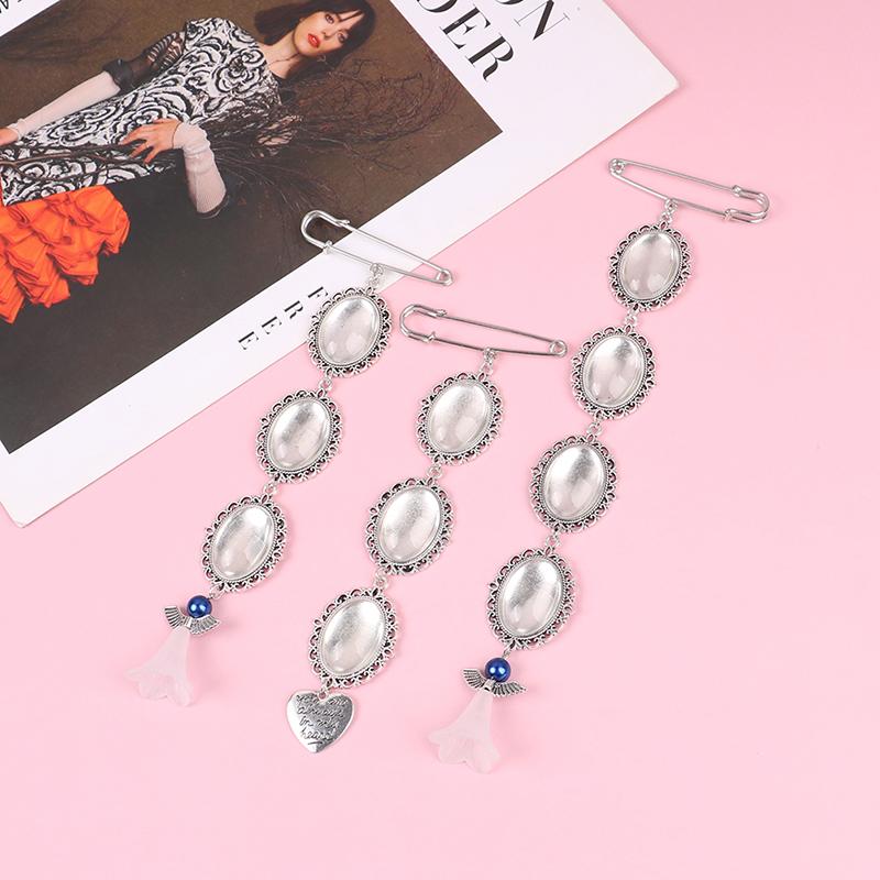 Wedding Bouquet Photo Charm Diy Pin Brooch Lacy Frame Charm Oval Picture Frame