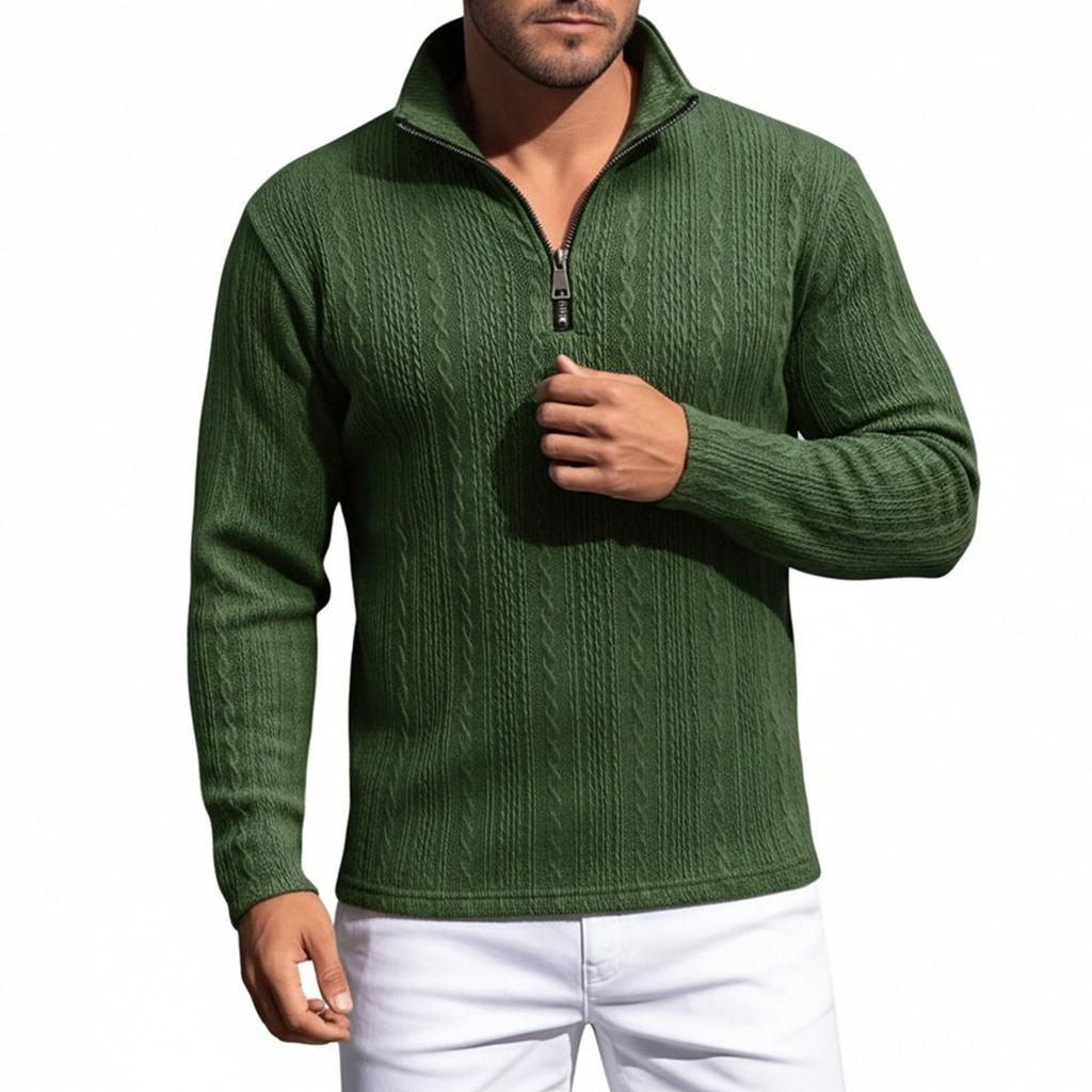 Men's Casual Quarter-zip Shirt Long-sleeve Top
