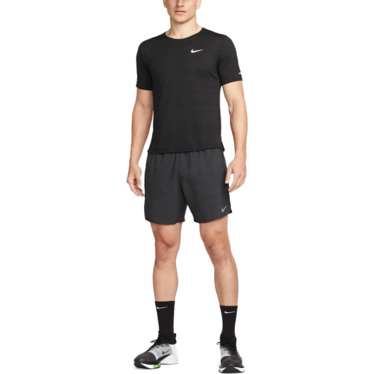 Nike Solid Color Brand Logo Split Hem Drawstring Shorts Men shorts Black DM4761-010