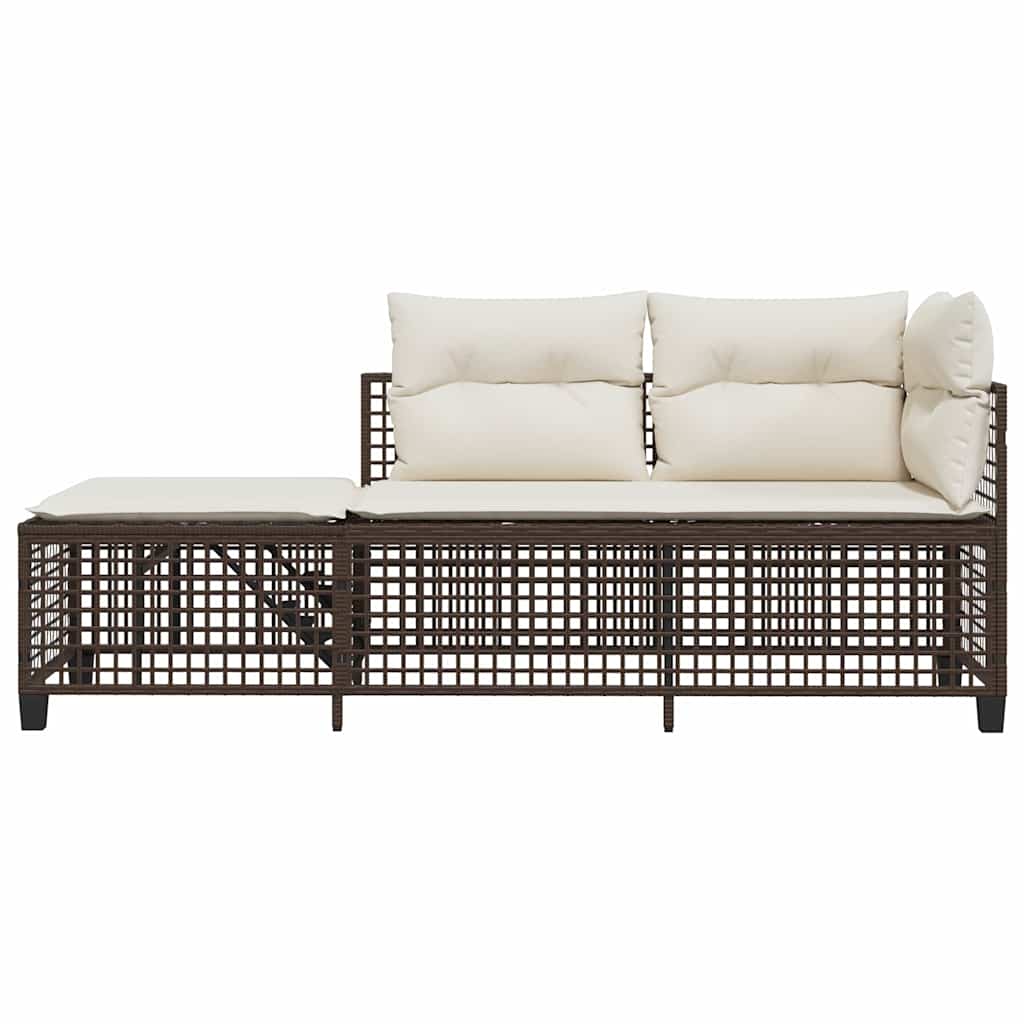 Vidaxl 3-Cz. Narożna Sofa Ogrodowa Z Poduszkami, Brązowa, Polirattan
