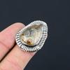 925 Sterling Silver Pear Fossil Coral Stone Sister Statement Handmade Ring US 8