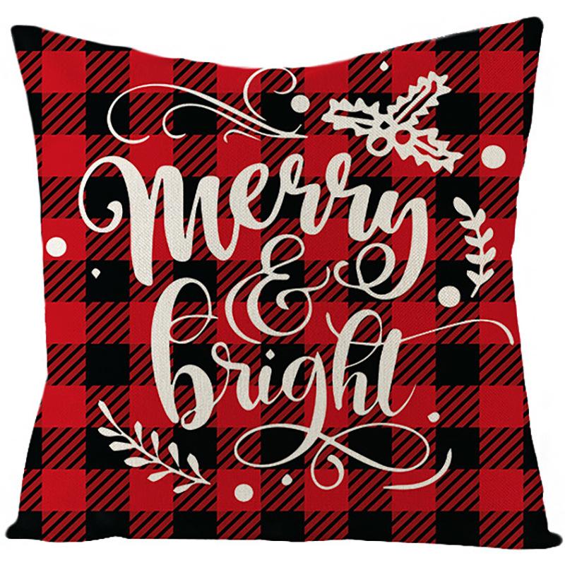 Pillow Christmas Pillow Cover Red and Black Plaid Sofa Cushion Cover Car Backrest Lumbar Support Nordic