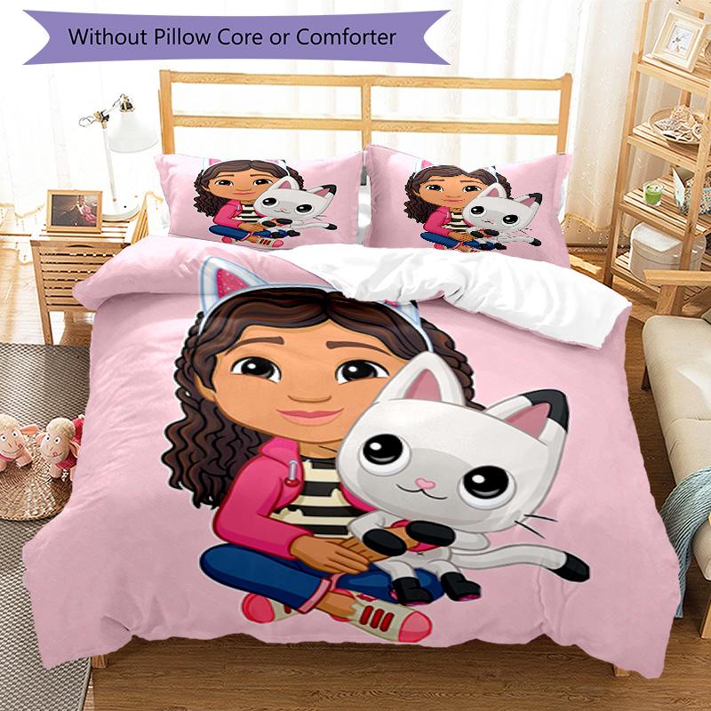 3pcs Gaby's Bubble House3 Design Cover Set - HD Printed Bedding with 1 Cover and 2 Pillowcases - Perfect for Home and Dorm Decor