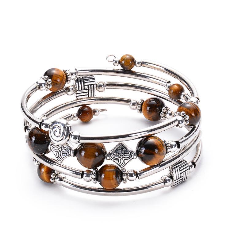 Bohemian Style Natural Turquoise Wrap Bracelet for Women - Multilayer Design