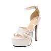 Stage model catwalk car show super high heel sandals waterproof table thin heel black sexy hate sky high international station