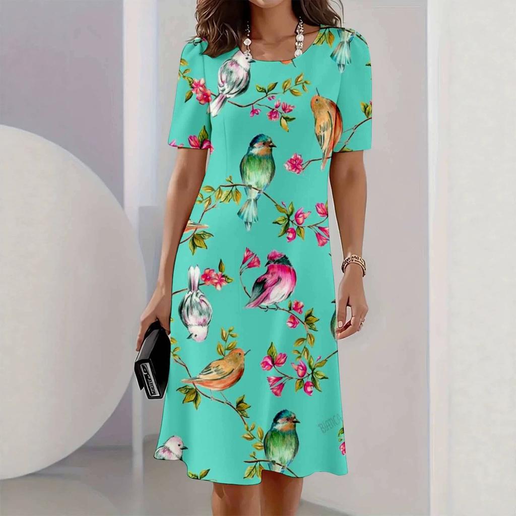 New summer mid-length dress 3D printed design casual for outings and parties