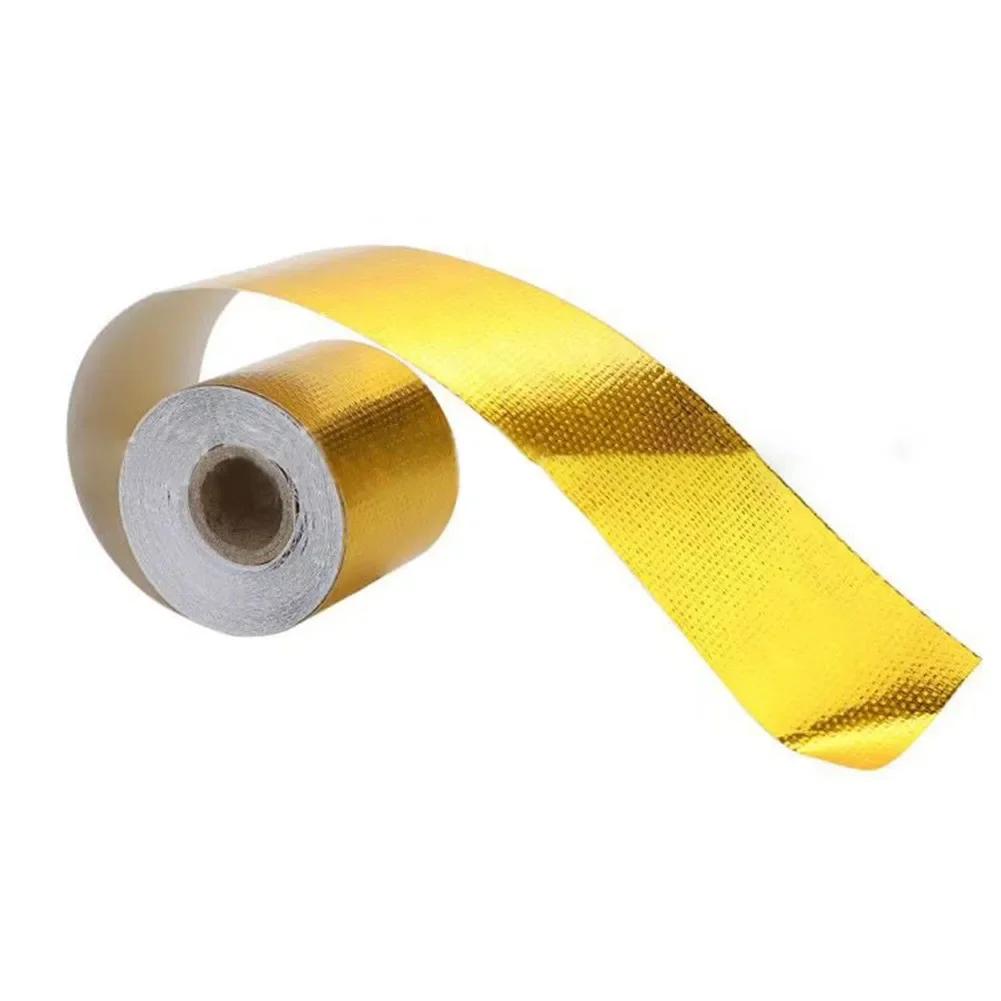 Gold Car Motorcycle Thermal Exhaust Wrap Pipe Header Heat Insulation Roll Tape Turbo Heat Wrap Reflective Tape 2026