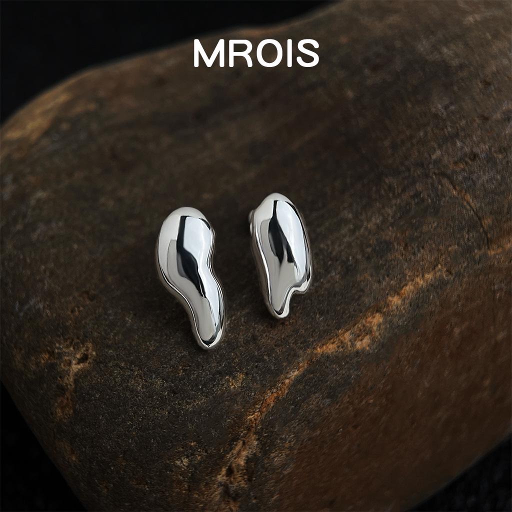 Original Thick Plated Real Gold Liquid Stud Earrings - Geometric Irregular High-End Fashion AB Style