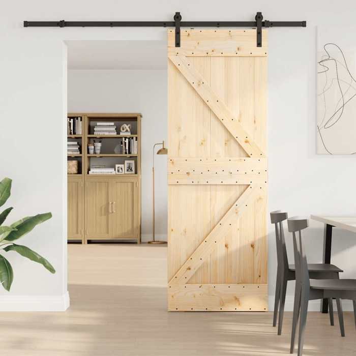 VidaXL Sliding Door and Hardware Kit 70x210 Cm Solid Pine 3332610