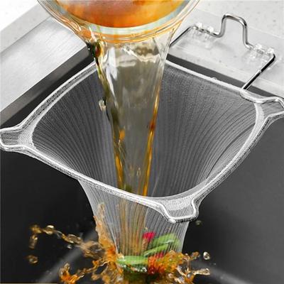 1pc Stainless Steel Sink Filter Drain Rack, Kitchen Mesh Bag Stand, Waste Garbage Net