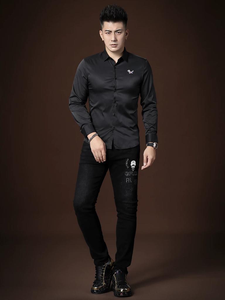 European Fashion Men's Shirts Autumn 2025 New Trendy Brand Turn-Down Collar Long-Sleeve Shirts Autumn Men's Tops
