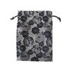 COCOLUCK Japanese Pattern Drawstring Small Item Made In for Goshuin Books Bag, Large, Organizer, Japan, (Black)