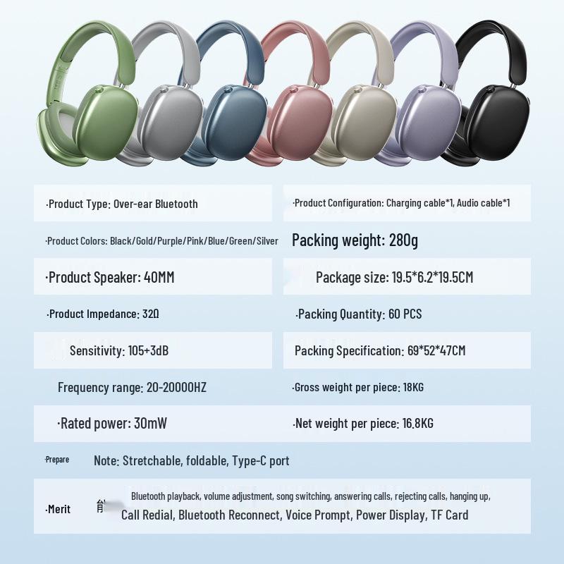 T9 Over-ear Bluetooth Headphones - No Sound Leakage, Long Battery Life, Stereo Noise Cancelling, Wireless Sports Earbuds