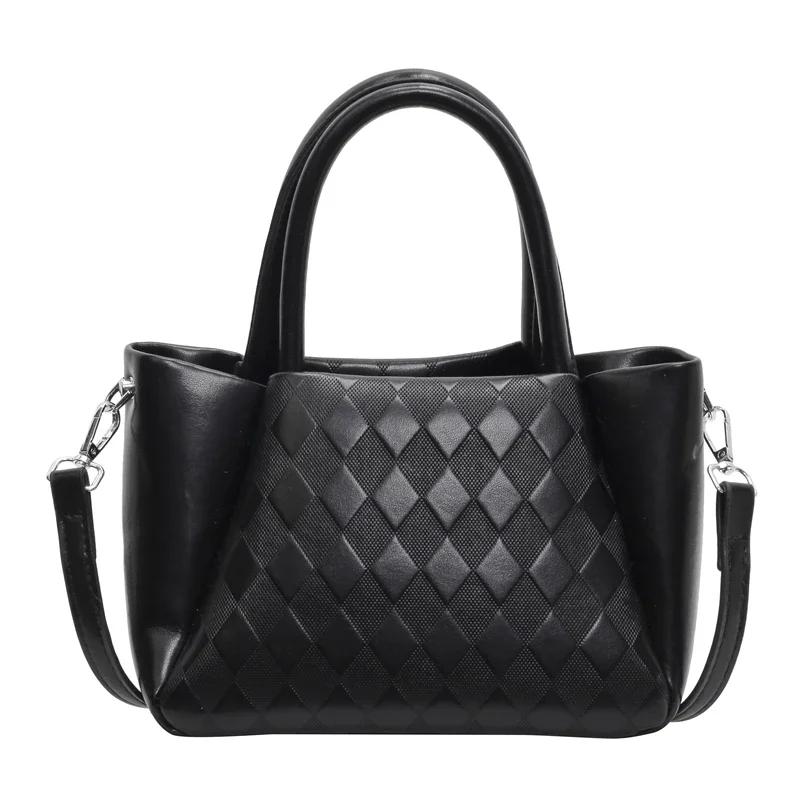 Bolsas de ombro elegantes e estilosas de plutônio sólido com zíper quadrado e treliça de diamante, quentes e da moda