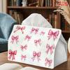 2D Flat 1pc, Tissue Box. Pink Bow Collection Pattern Napkin Dispenser, Reusable, Daily Desktop Tissue Organizer, Suitable for Kitchen Living Room Bedr
