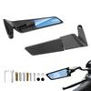 WSKLY Folding Motorcycle Side Aluminum Waterproof and Includes Accessories Mirrors, Black, Left/Right Set, Alloy, Rust-Resistant, (Rectangular)