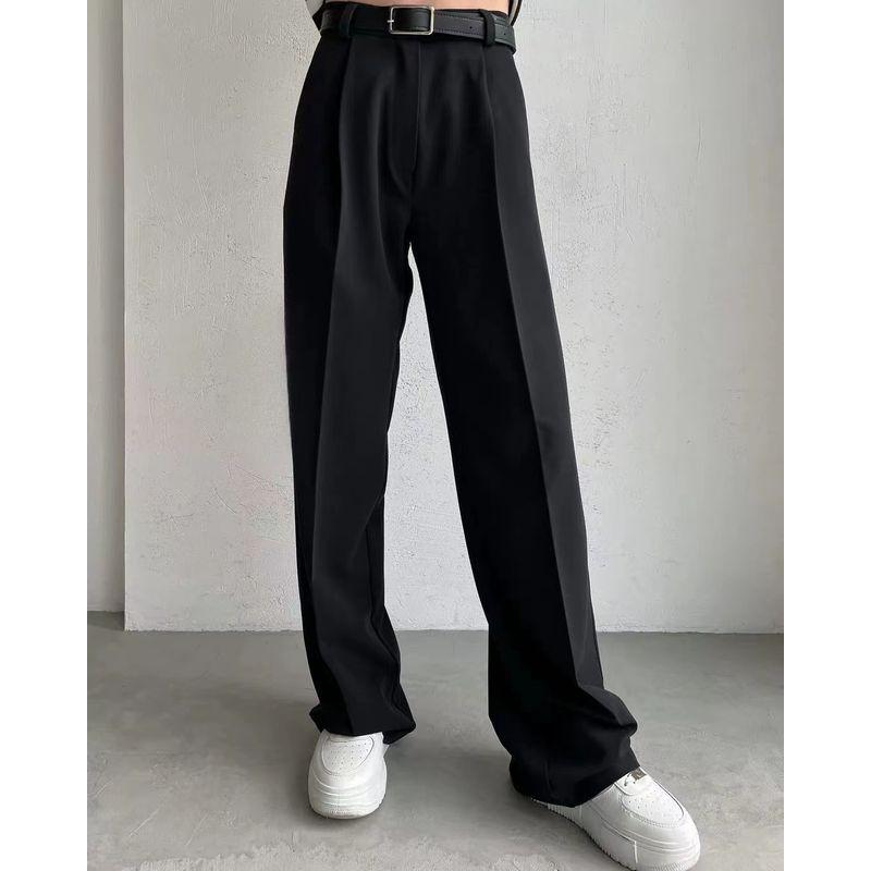 Western Style New Casual Temperament Loose Straight Trousers Suit Pants Solid Color Casual Pants