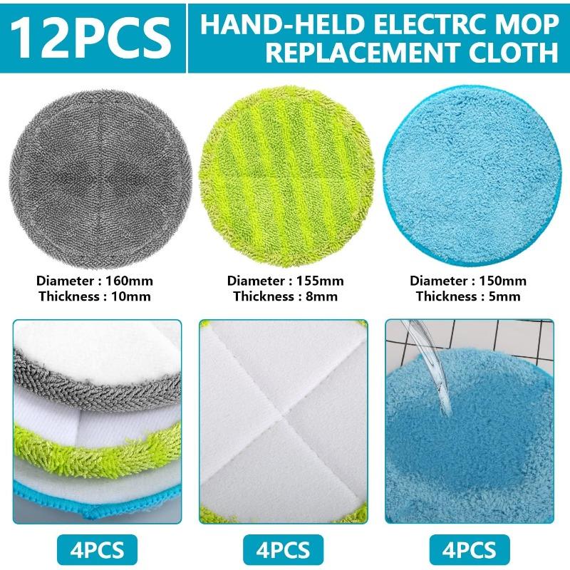 Cuscinetti in microfibra da 16 cm, 12 Pezzi Panno di Ricambio per Mocio Rotondo, cuscinetti assorbenti per mocio, Adatti per Hurricane Floating Mop