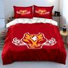 Flaming Red Beast Emblem Design Print Bedding Set Duvet Cover Pillowcases (1* Duvet Cover 2* Pillowcases Do Not Include Comforter)