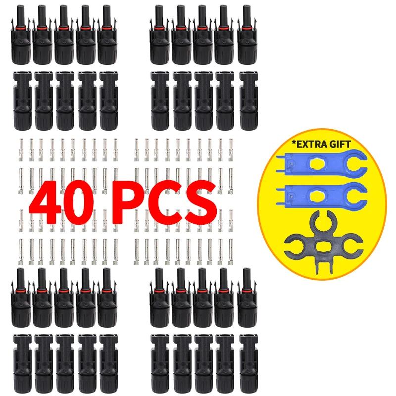 Free Shipping 400/200/100/10 Pcs Solar Connector PV Plug 1000V DC 30A  Connectors Kit for Photovoltaic PV/MC Cable 2.5/4/6mm²