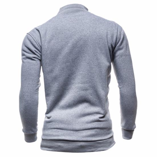 Men Coat Solid Color Slim Streetwear Zipper Ribbed Bottom Sweatshirt for Daily Wear