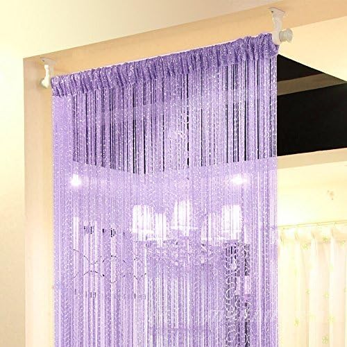Door Fringe Curtain Door Curtains,Rare Flat Silver Ribbon,Thread Fringe Window Panel Room Divider Cute Strip Tassel Party Events Sequin(1Pack, Black)