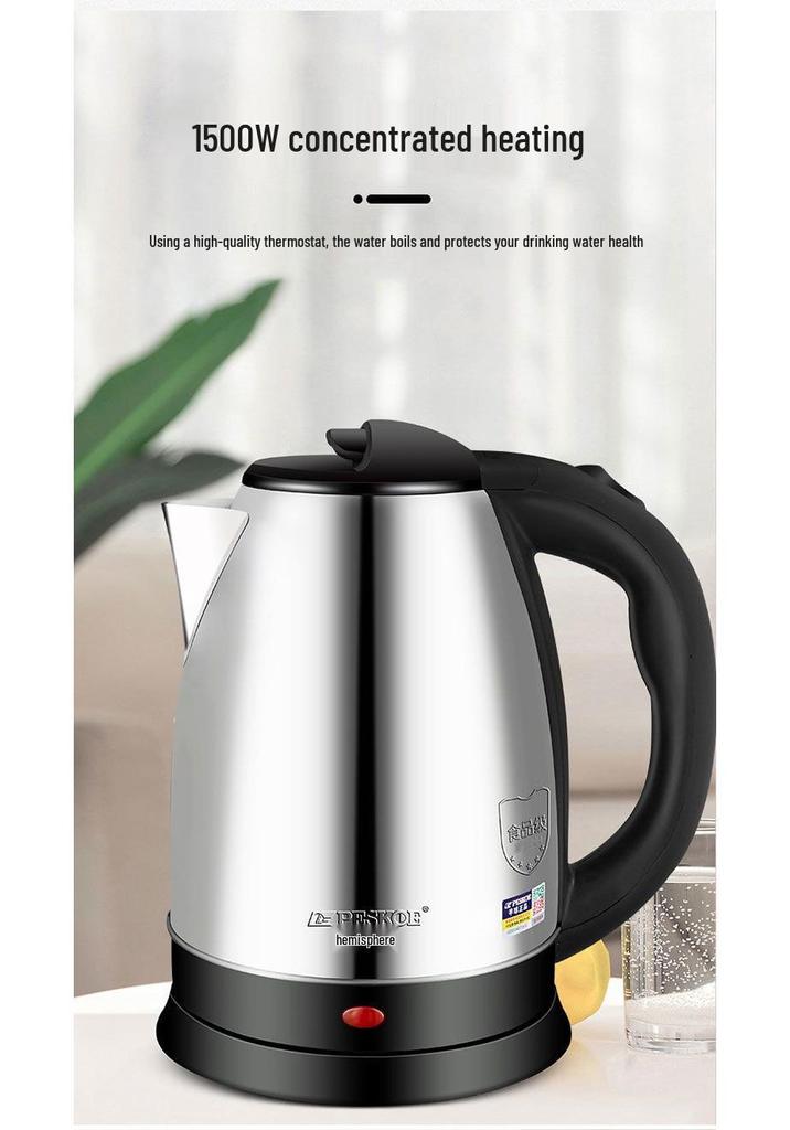 Electric Stainless Steel Insulated Kettle for Home, Dorm, and Hotel Use